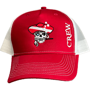 Red and white Dive Pirate Crew baseball cap