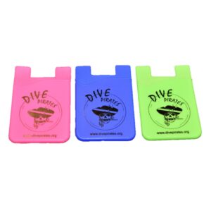 Pink, blue and green phone wallets