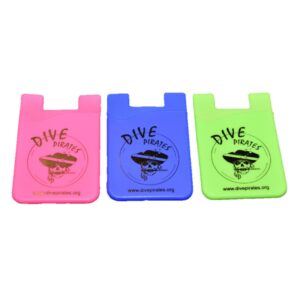 Pink, blue and green phone wallets