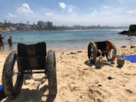 Pirates down under with wheelchairs on the beach